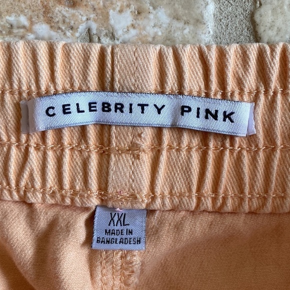 Celebrity Pink Denim Shorts Womens XXL raw hem High rise Peach Beach Loungewear - Picture 4 of 7